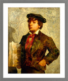 Edward Mitchell Bannister Print, Newspaper Boy (1869) — light grey frame