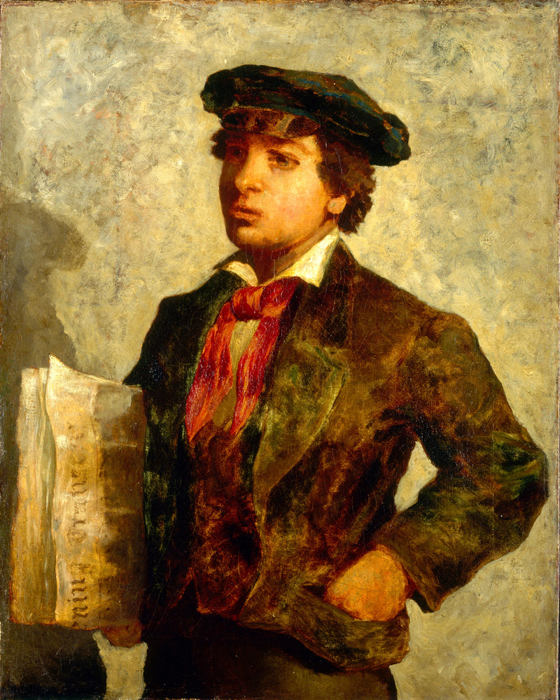 Edward Mitchell Bannister Print, Newspaper Boy (1869) — unframed