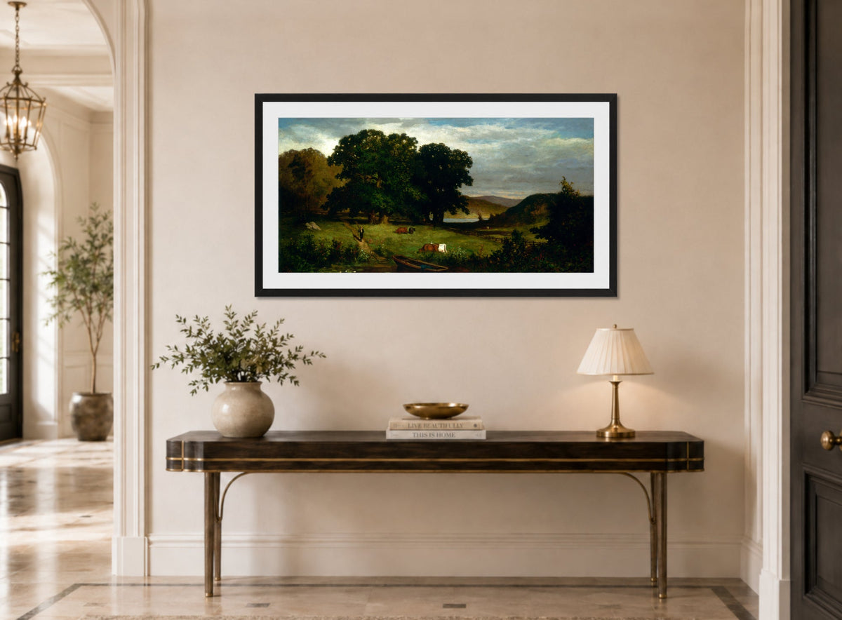 Edward Mitchell Bannister Print, Oak Trees (1876) — hallway