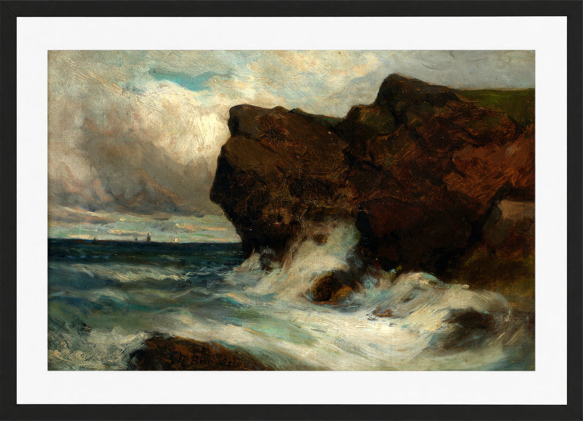 Edward Mitchell Bannister Print, Ocean Cliffs (1881) — black frame