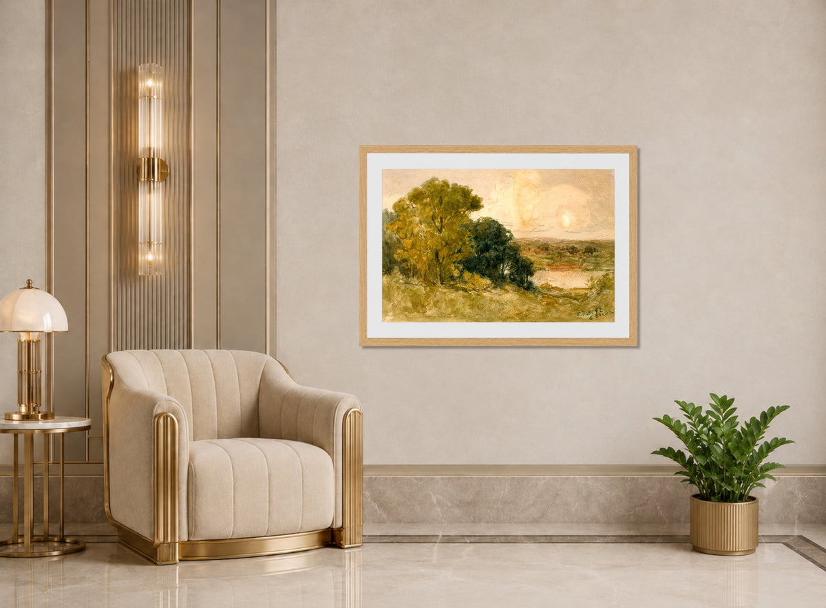Edward Mitchell Bannister Print, On the Seekonk (1892) — art deco roomset
