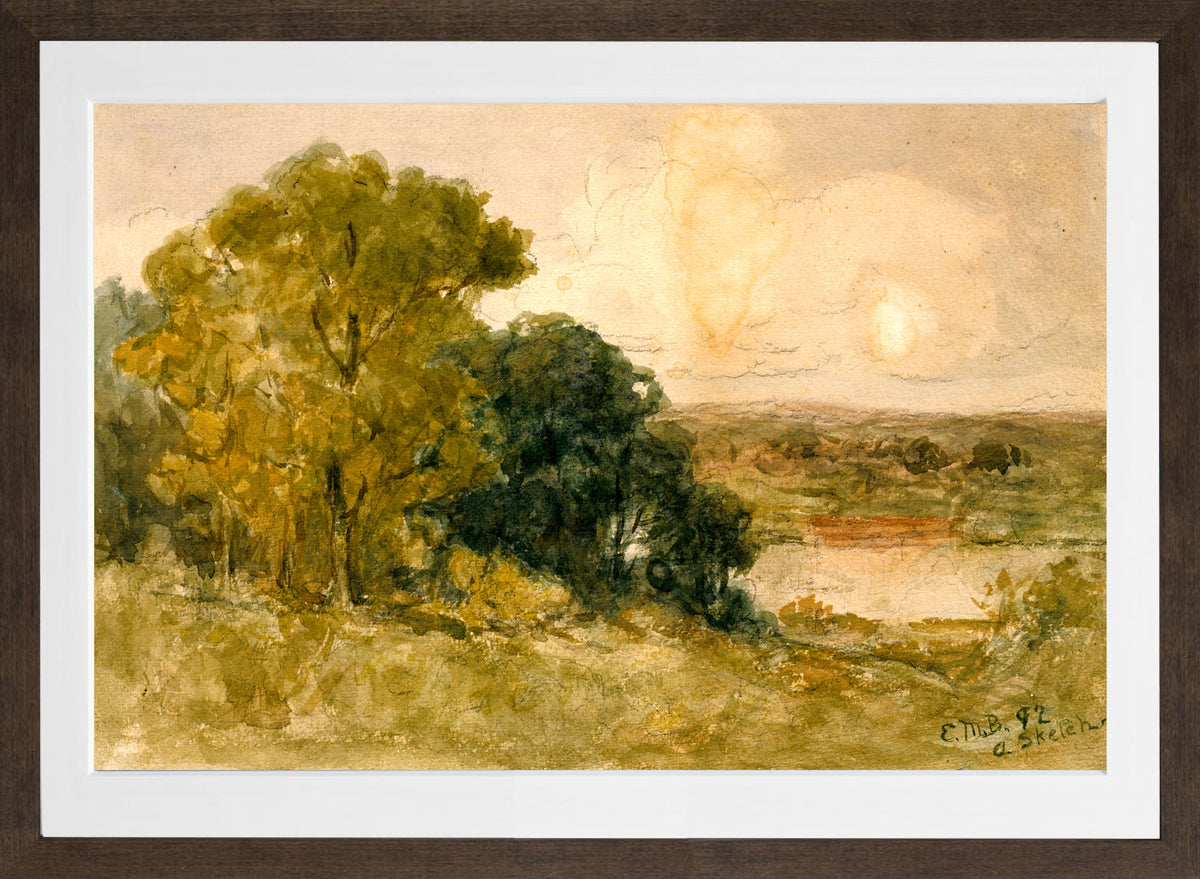 Edward Mitchell Bannister Print, On the Seekonk (1892) — brown frame