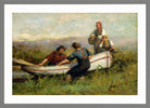 Edward Mitchell Bannister Print, People Near Boat (1893) — light grey frame