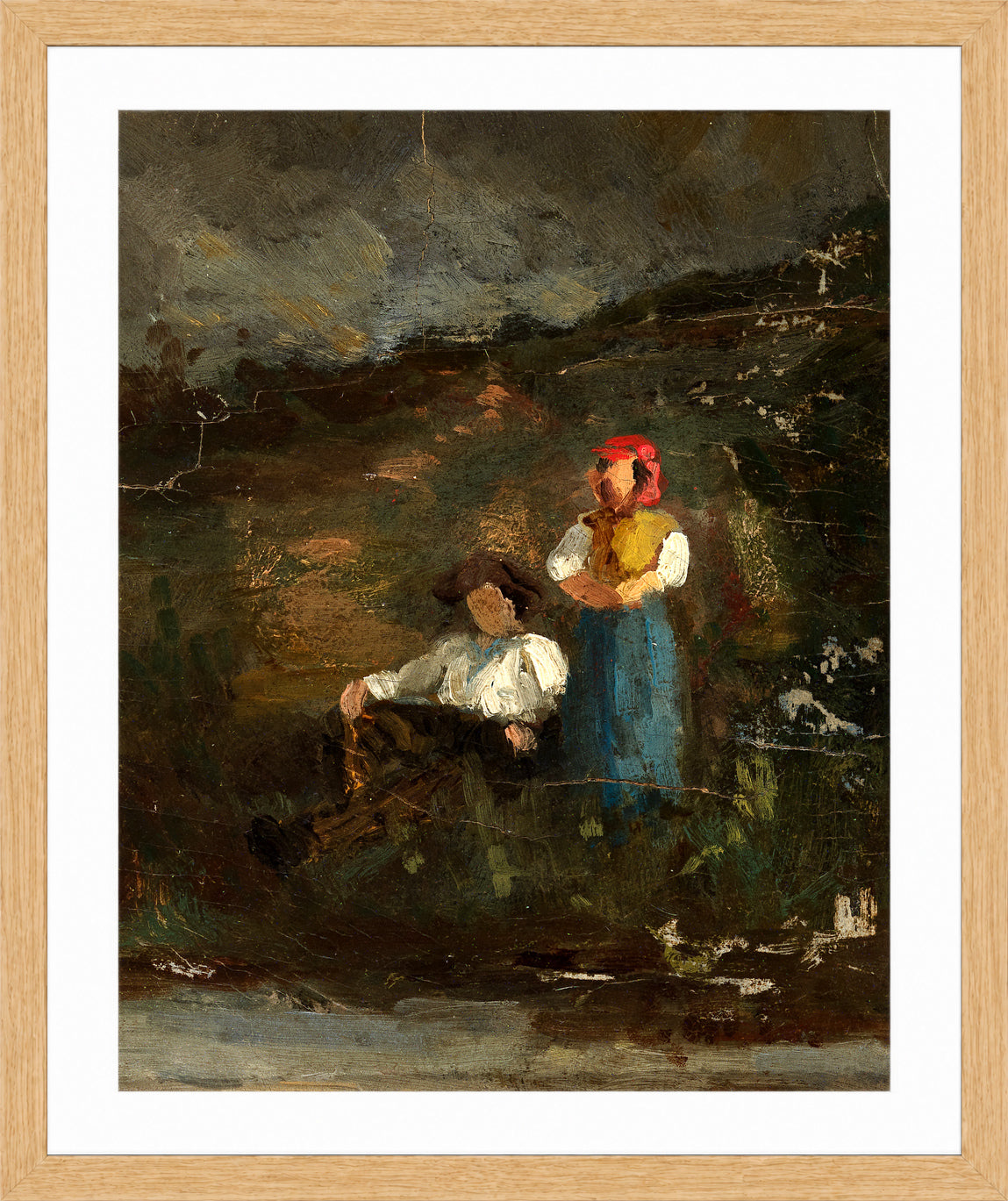 Edward Mitchell Bannister Print, Repose — oak frame