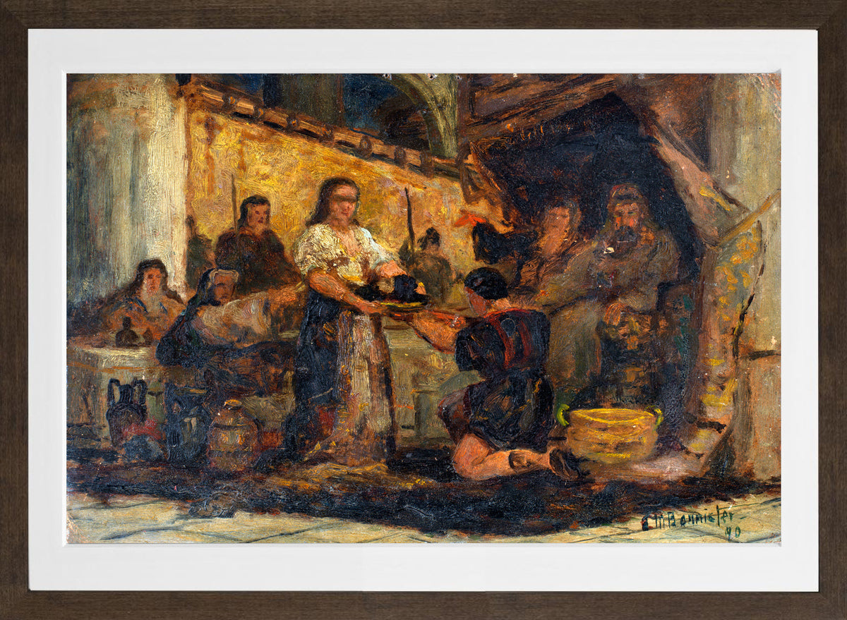 Edward Mitchell Bannister Print, Salome Receiving the Head of John the Baptist (1890) — brown frame