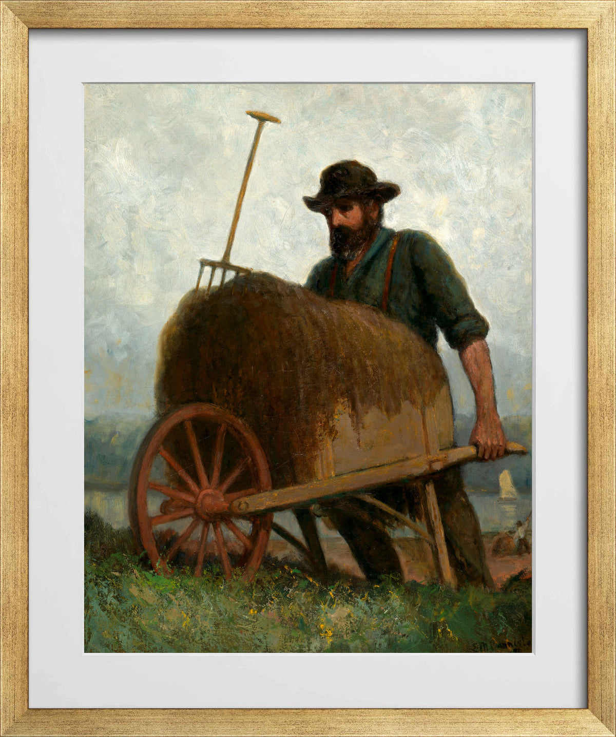 Edward Mitchell Bannister Print, Seaweed Gatherers (1898) — gold frame