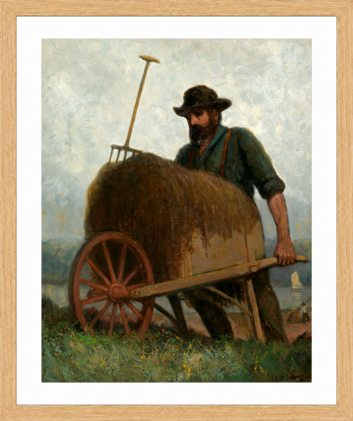 Edward Mitchell Bannister Print, Seaweed Gatherers (1898) — oak frame