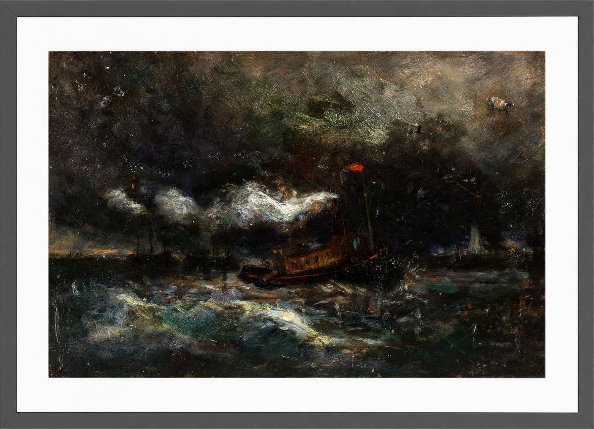 Edward Mitchell Bannister Print, Squall, Brenton Light — dark grey frame