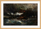 Edward Mitchell Bannister Print, Squall, Brenton Light — oak frame