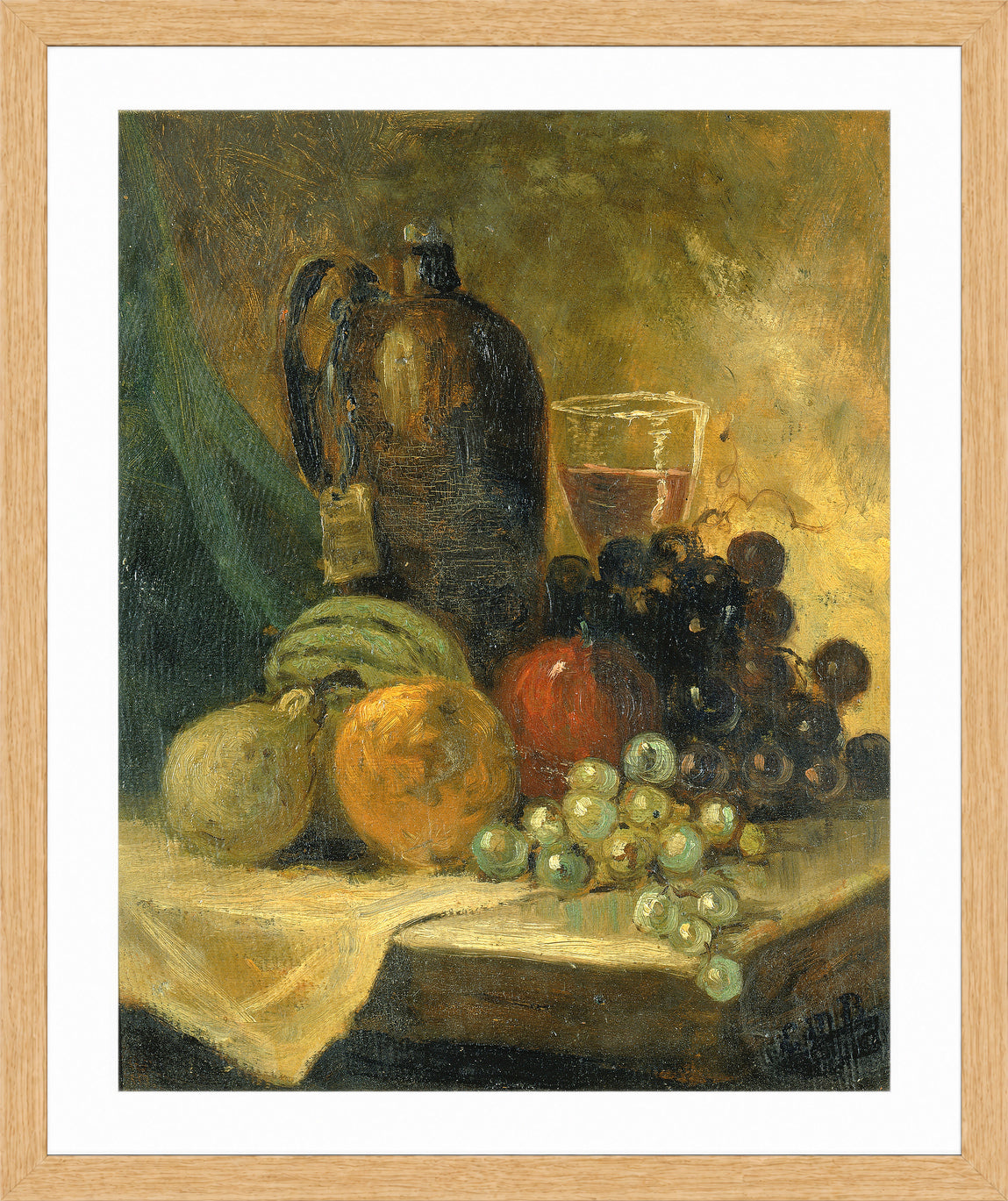 Edward Mitchell Bannister Print, Still Life — oak frame