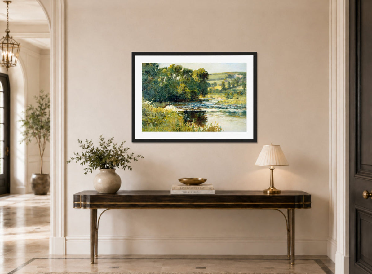 Edward Mitchell Bannister Print, Streamside — hallway