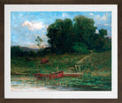 Edward Mitchell Bannister Print, The Farm Landing — brown frame