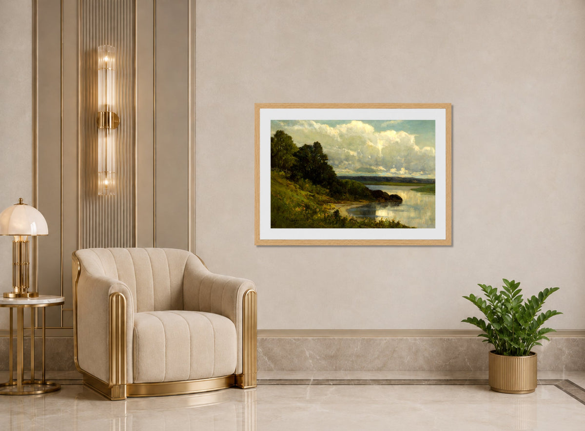 Edward Mitchell Bannister Print, The Palmer River (1885) — art deco roomset