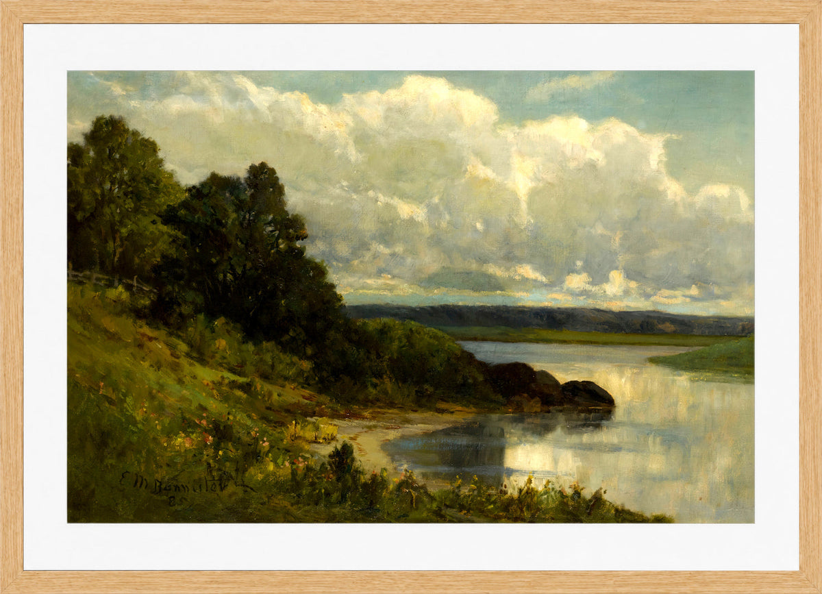 Edward Mitchell Bannister Print, The Palmer River (1885) — oak frame