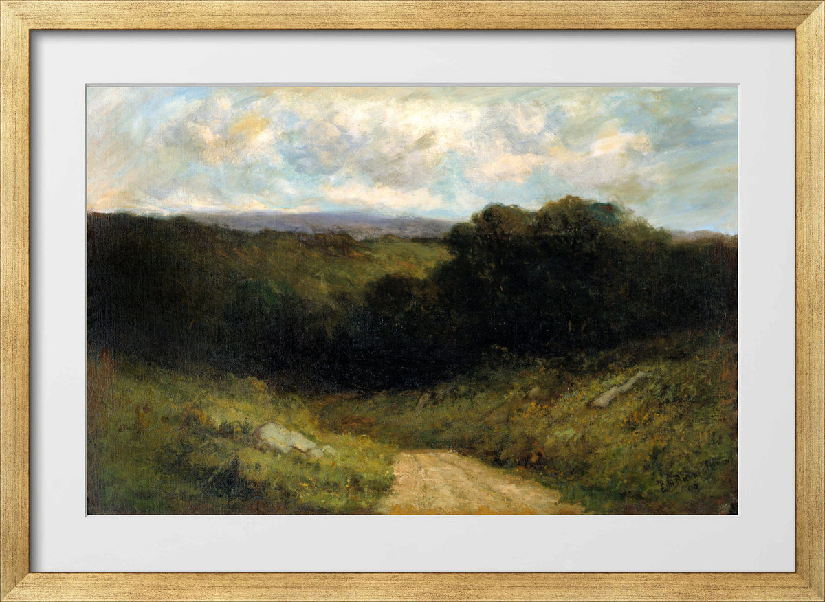 Edward Mitchell Bannister Print, The Road to the Valley — gold frame
