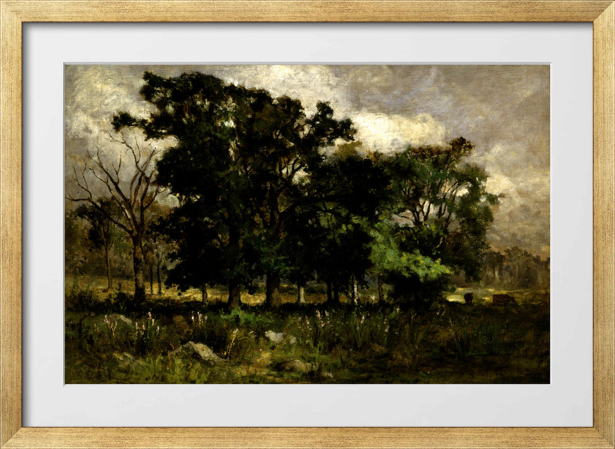 Edward Mitchell Bannister Print, Tree Landscape (1877) — gold frame