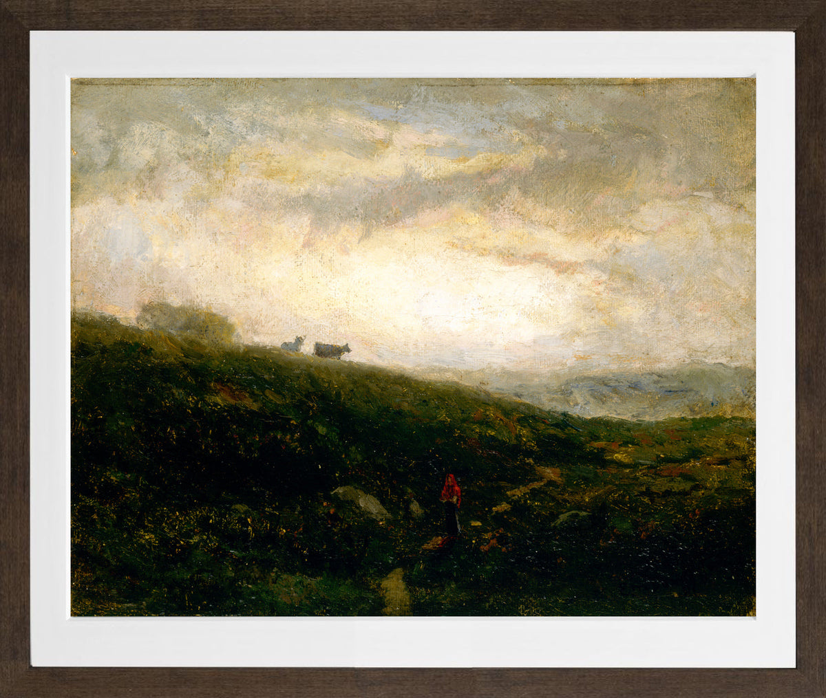 Edward Mitchell Bannister Print, Untitled (Cows Descending a Hillside) (1881) — brown frame
