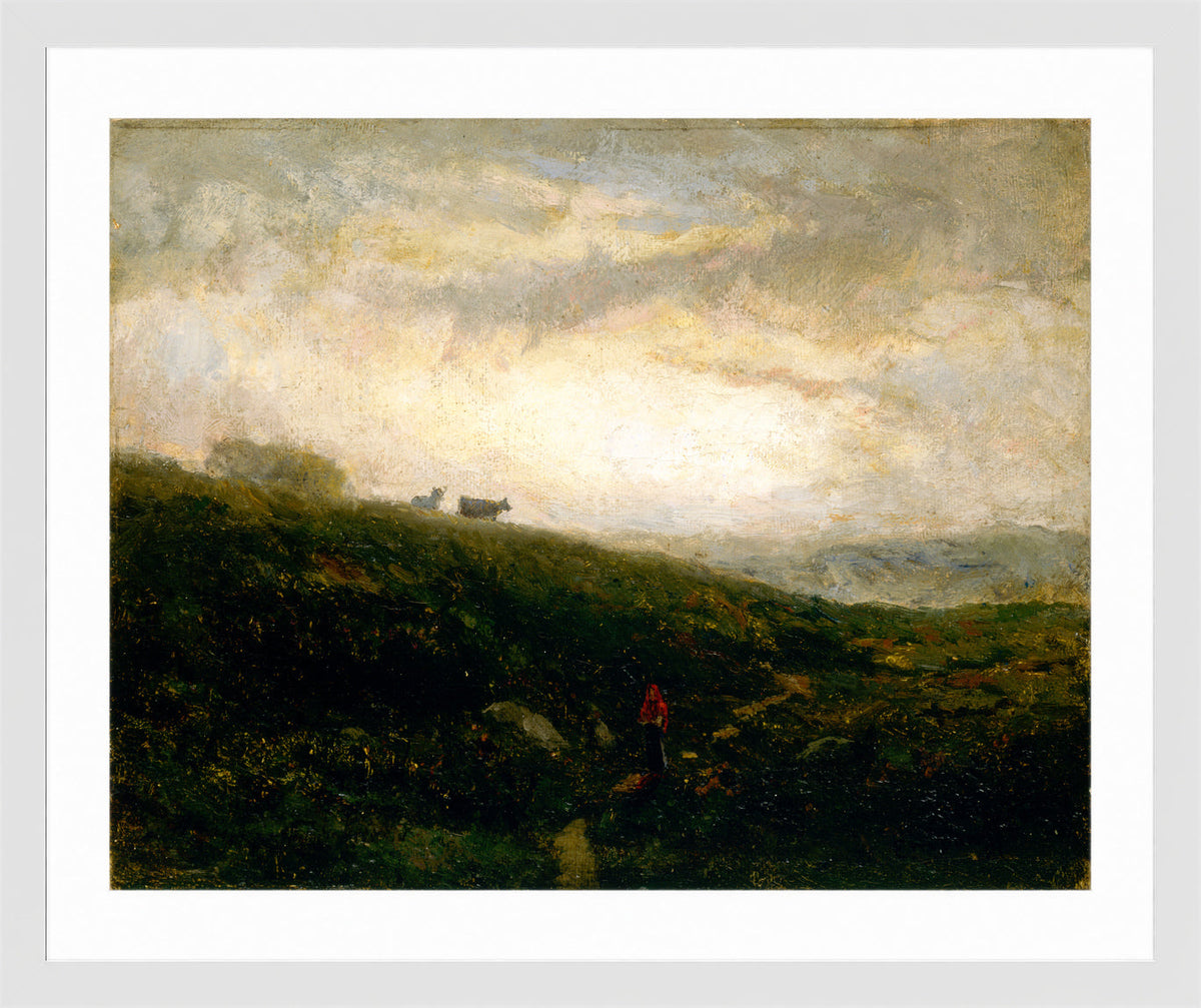Edward Mitchell Bannister Print, Untitled (Cows Descending a Hillside) (1881) — white frame