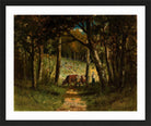 Edward Mitchell Bannister Print, Untitled (Cows on a Forest Path) (1883) — black frame
