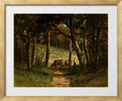 Edward Mitchell Bannister Print, Untitled (Cows on a Forest Path) (1883) — gold frame