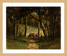Edward Mitchell Bannister Print, Untitled (Cows on a Forest Path) (1883) — oak frame