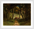 Edward Mitchell Bannister Print, Untitled (Cows on a Forest Path) (1883) — white frame