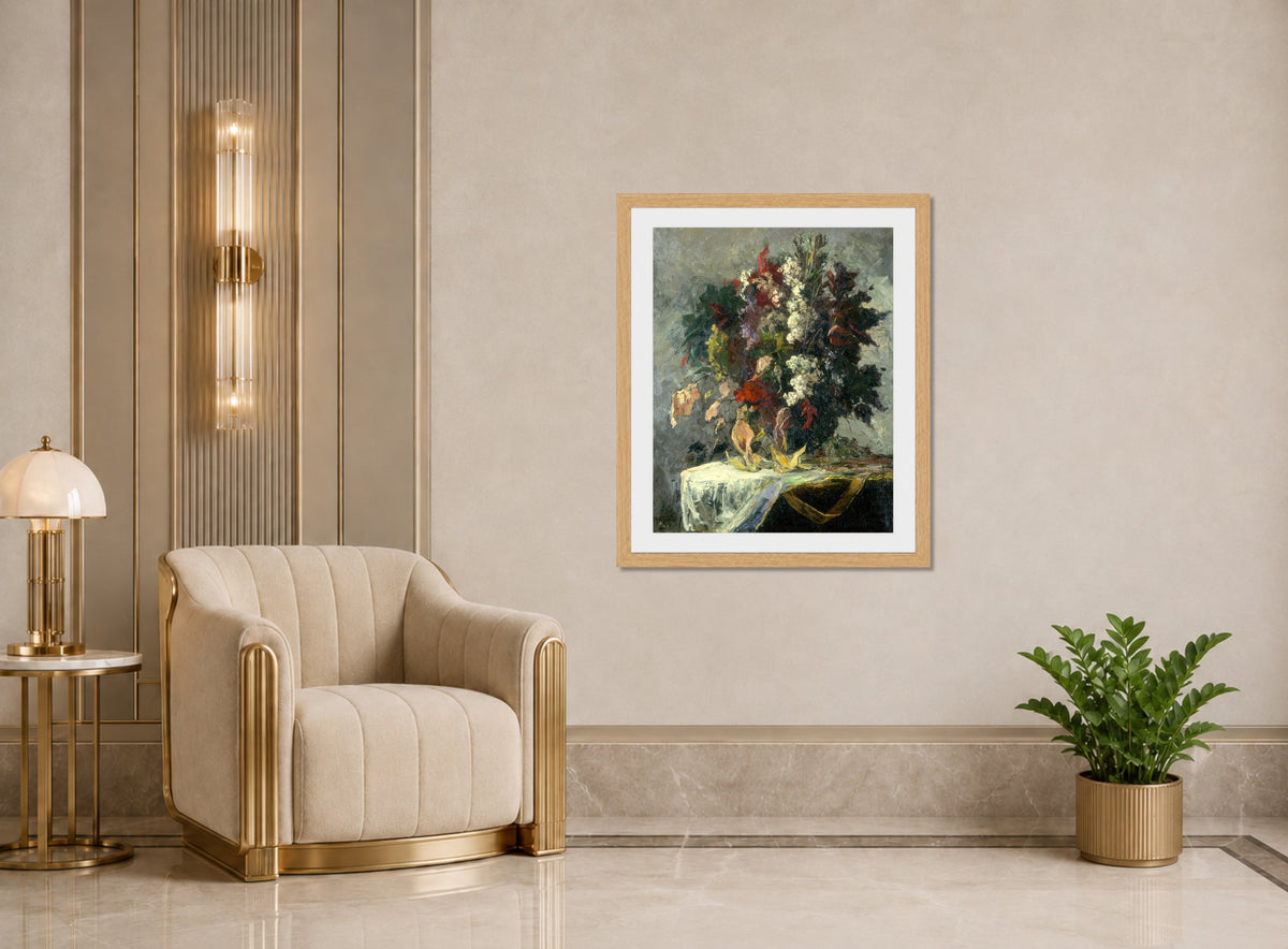 Edward Mitchell Bannister Print, Untitled (Floral Still Life) — art deco roomset