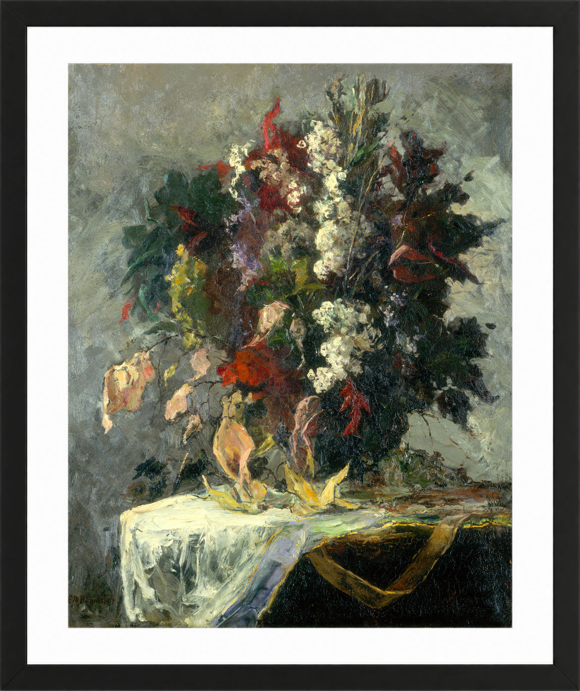 Edward Mitchell Bannister Print, Untitled (Floral Still Life) — black frame