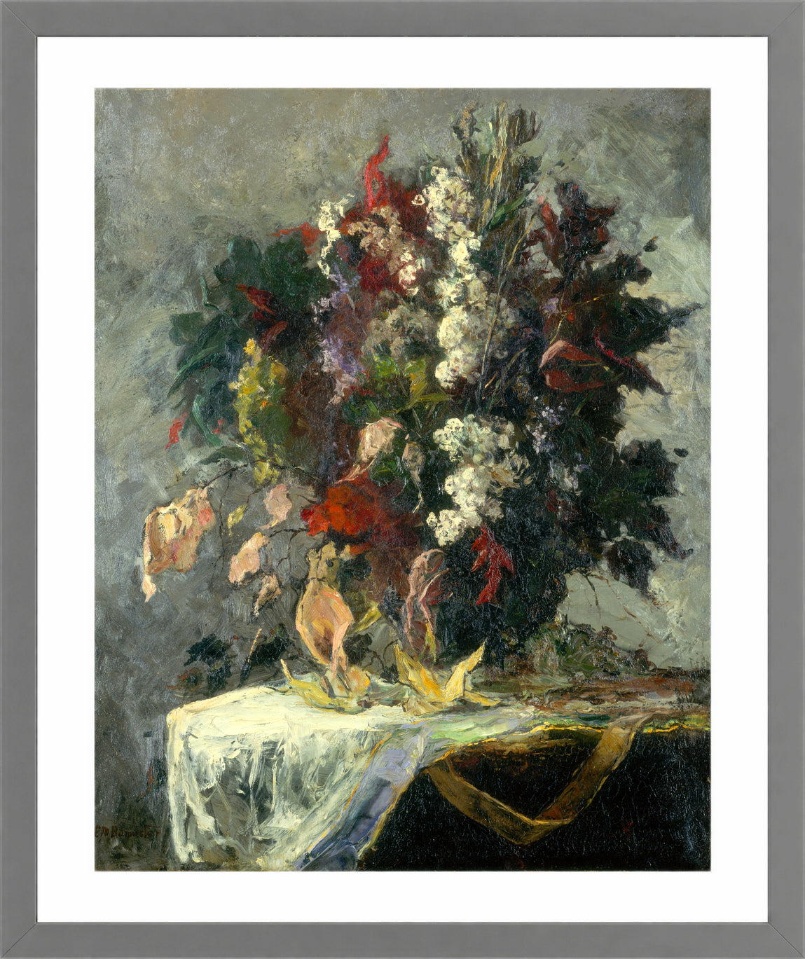 Edward Mitchell Bannister Print, Untitled (Floral Still Life) — light grey frame