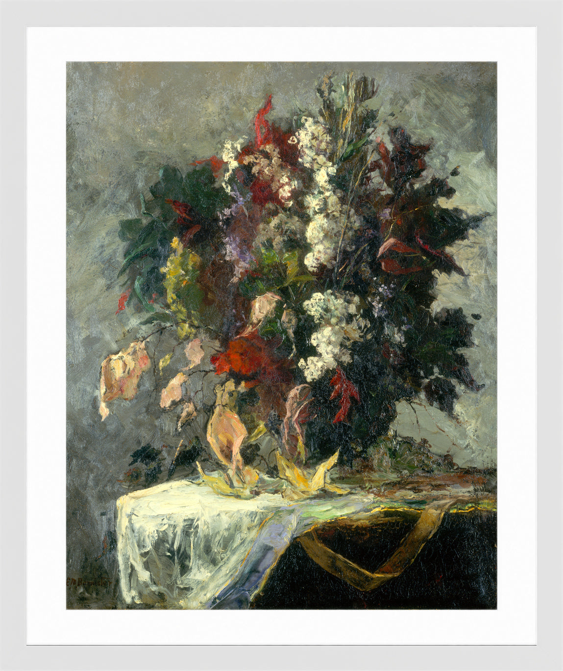 Edward Mitchell Bannister Print, Untitled (Floral Still Life) — white frame