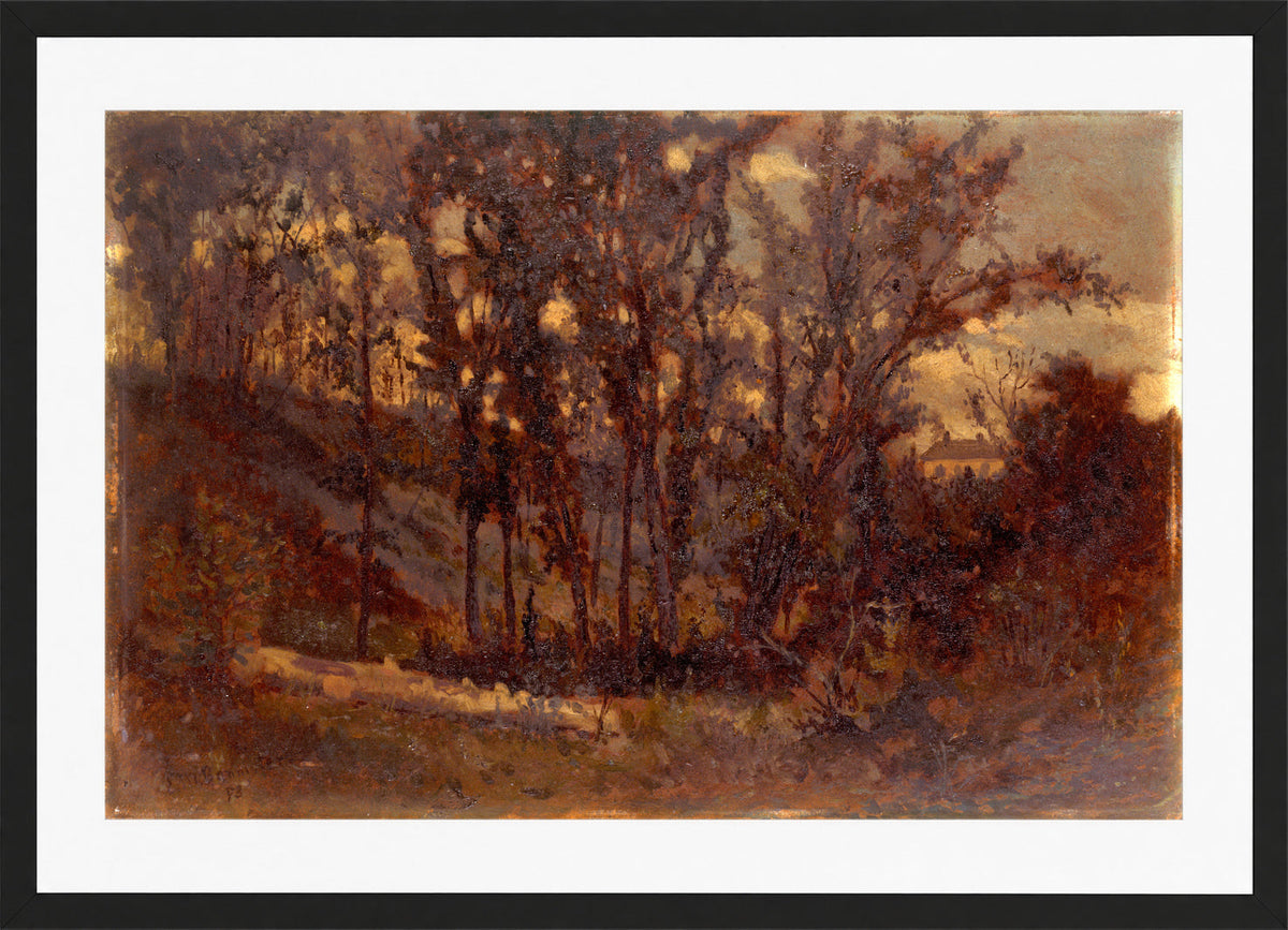 Edward Mitchell Bannister Print, Untitled (Forest Scene with a Fallen Tree) (1873) — black frame