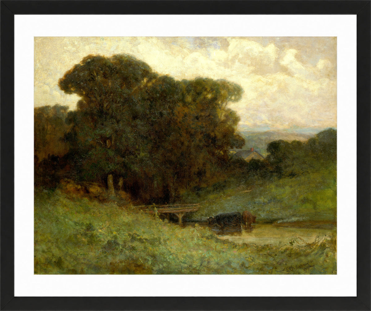 Edward Mitchell Bannister Print, Untitled (Forest Bridge and Cows) (1897) — black frame