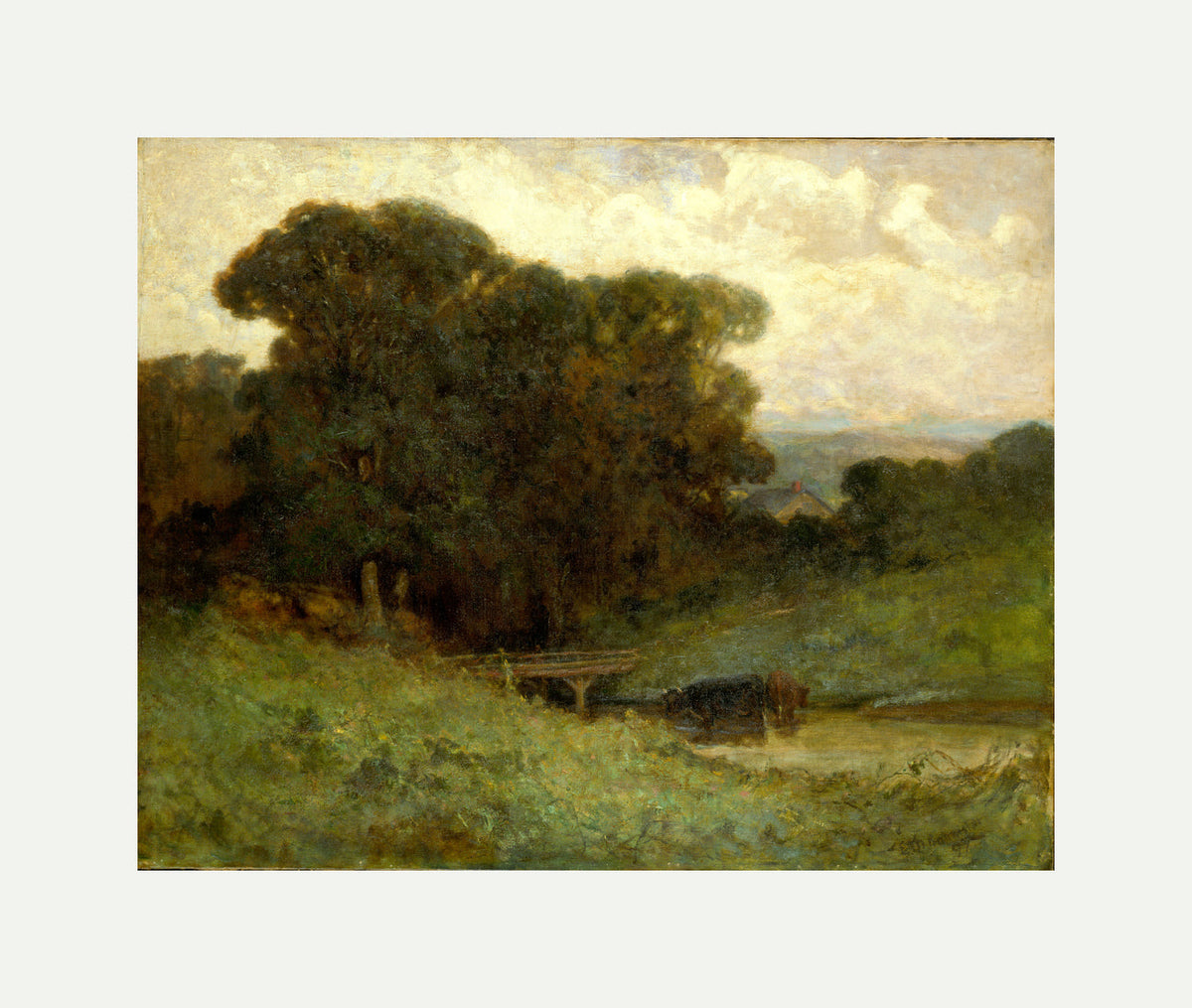 Edward Mitchell Bannister Print, Untitled (Forest Bridge and Cows) (1897) — rolled canvas
