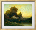 Edward Mitchell Bannister Print, Untitled (House in Woods near a Lake) (1895) — gold frame