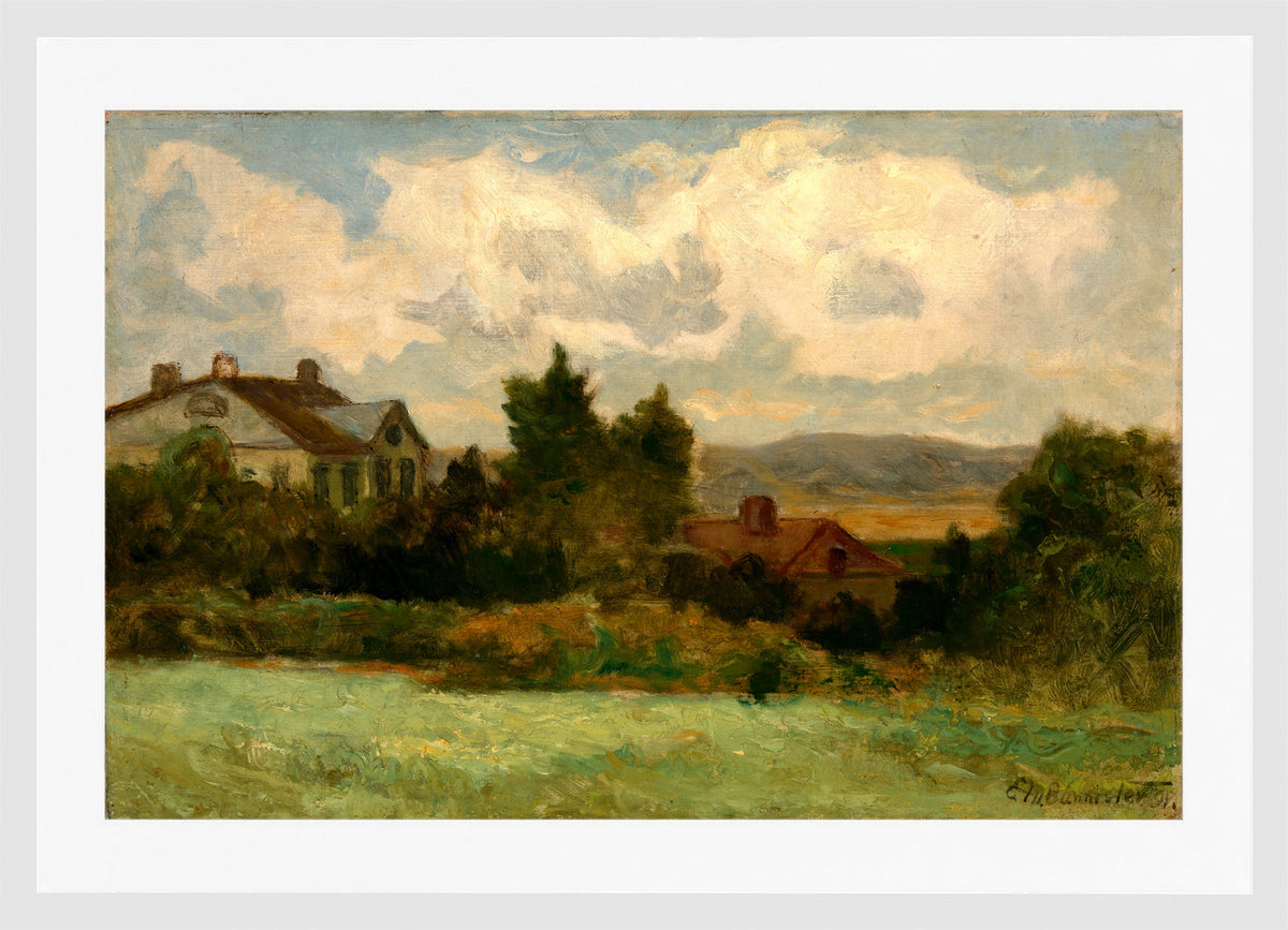 Edward Mitchell Bannister Print, Untitled (Houses and Trees) (1898) — white frame
