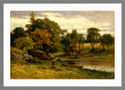 Edward Mitchell Bannister Print, Untitled (Boat and Man beside a Stream) (1879) — light grey frame