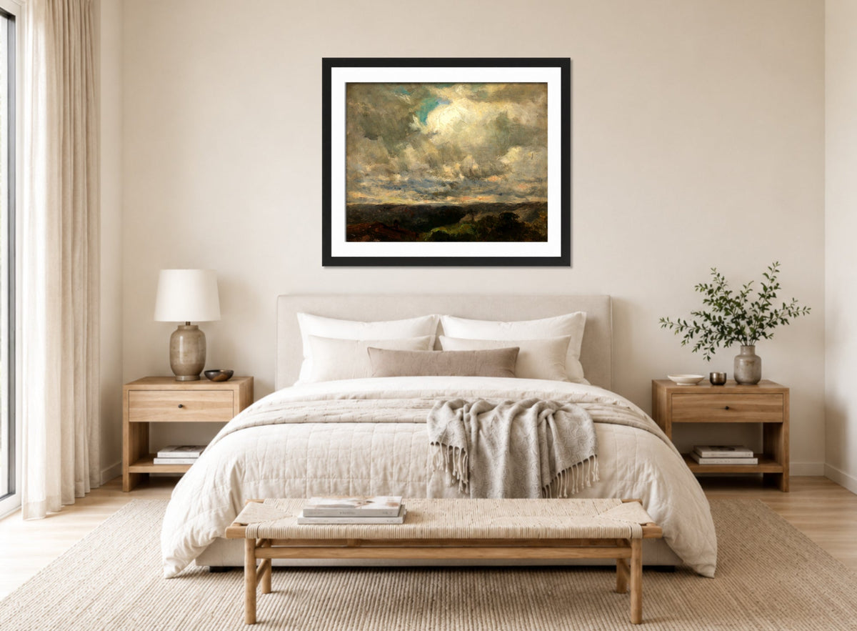Edward Mitchell Bannister Print, Untitled (Landscape with a Cloudy Sky) — bedroom