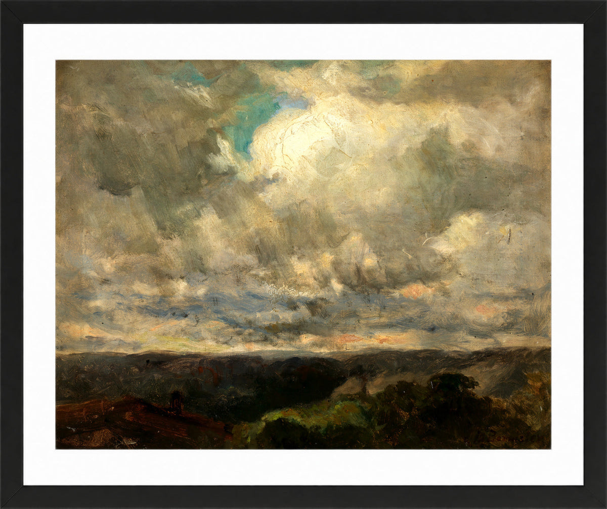 Edward Mitchell Bannister Print, Untitled (Landscape with a Cloudy Sky) — black frame