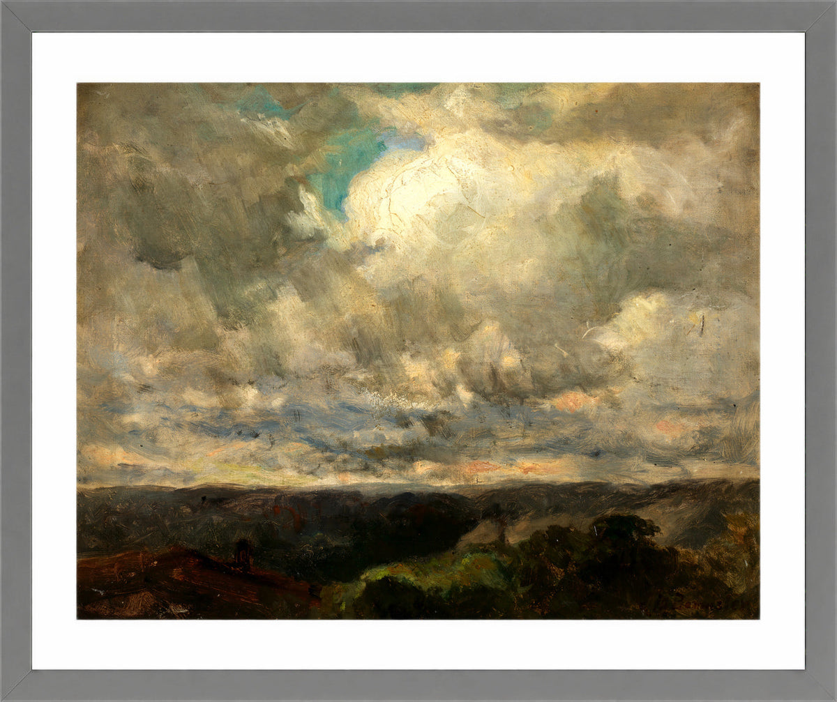 Edward Mitchell Bannister Print, Untitled (Landscape with a Cloudy Sky) — light grey frame