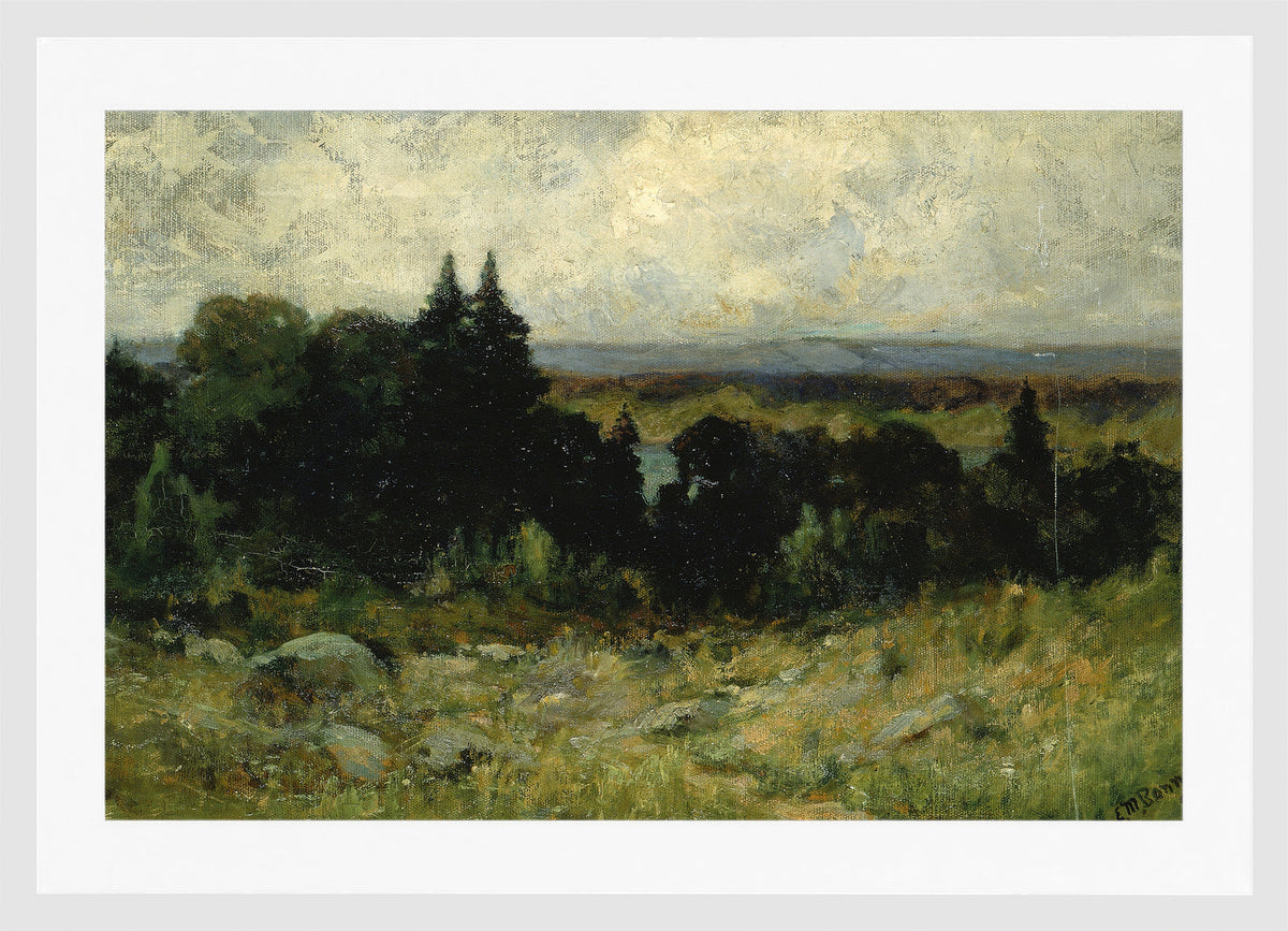 Edward Mitchell Bannister Print, Untitled (Fields with Rocks and Trees) (1893) — white frame