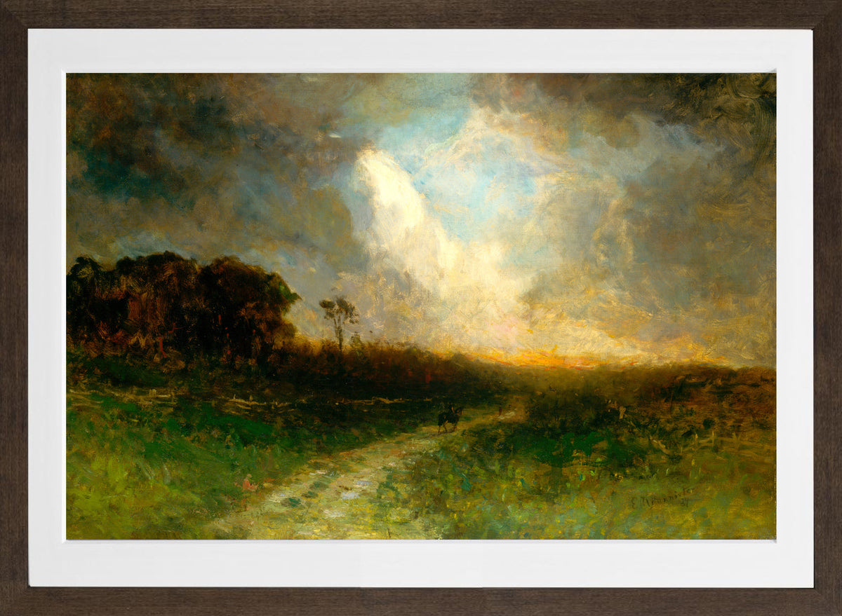 Edward Mitchell Bannister Print, Untitled (Landscape with a Rider) (1884) — brown frame