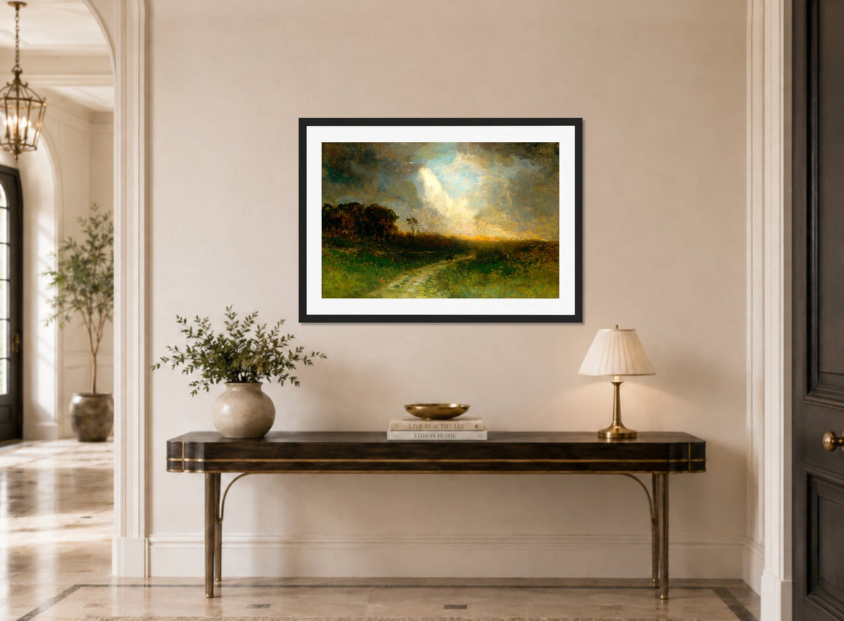 Edward Mitchell Bannister Print, Untitled (Landscape with a Rider) (1884) — hallway