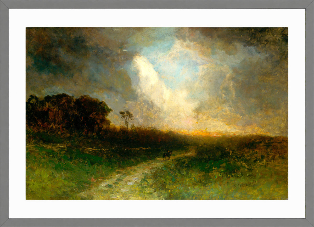 Edward Mitchell Bannister Print, Untitled (Landscape with a Rider) (1884) — light grey frame