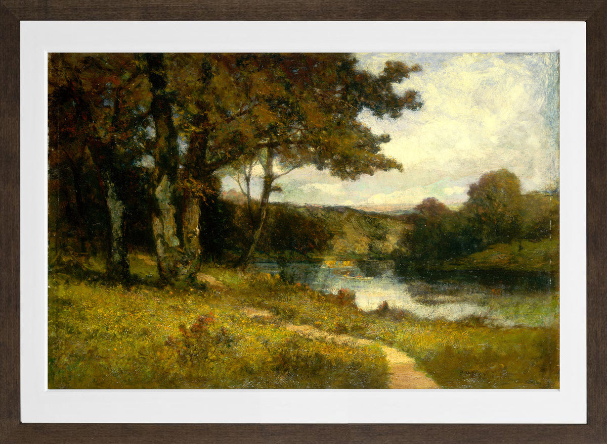 Edward Mitchell Bannister Print, Untitled (Trees near a River) (1891) — brown frame