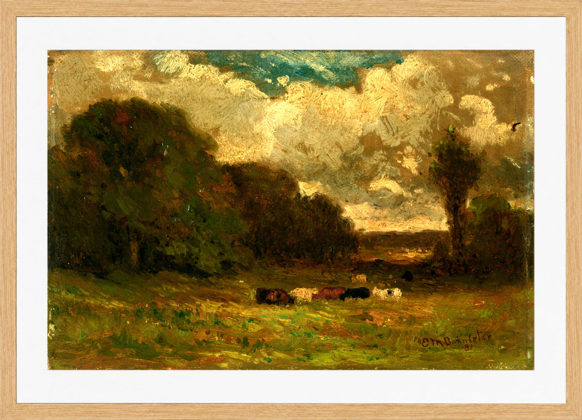 Edward Mitchell Bannister Print, Untitled (Cows and Trees) (1881) — oak frame