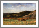 Edward Mitchell Bannister Print, Untitled (Cows Grazing beneath Hills) (1891) — light grey frame