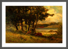 Edward Mitchell Bannister Print, Untitled (Cows Grazing near a River) — dark grey frame