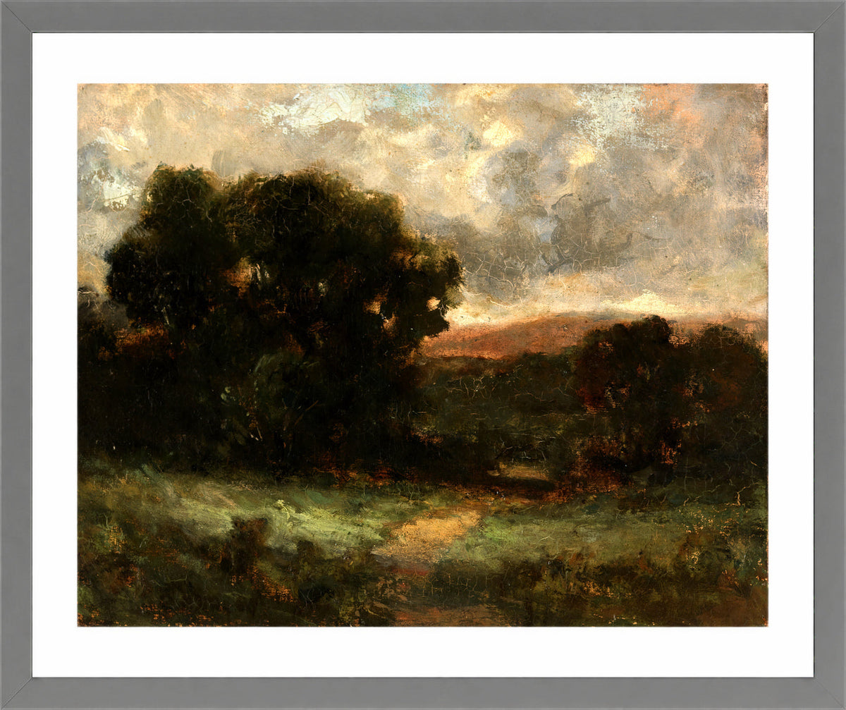 Edward Mitchell Bannister Print, Untitled (Meadow and Trees) — light grey frame