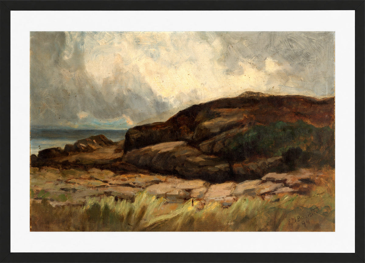 Edward Mitchell Bannister Print, Untitled (Landscape with Rocks) (1894) — black frame
