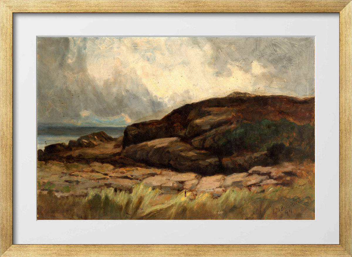 Edward Mitchell Bannister Print, Untitled (Landscape with Rocks) (1894) — gold frame